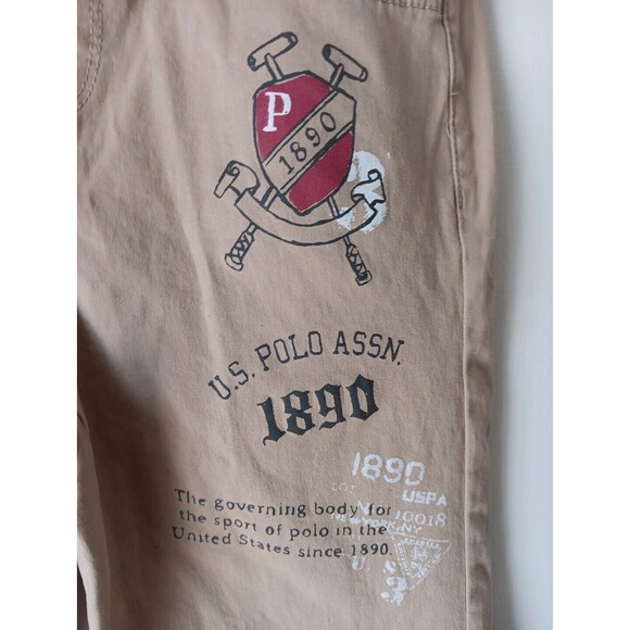 US Polo Assn Boy Jogger Size Large 10/12 BEIGE Elastic Waist Drawstring NWTs - Picture 2 of 13